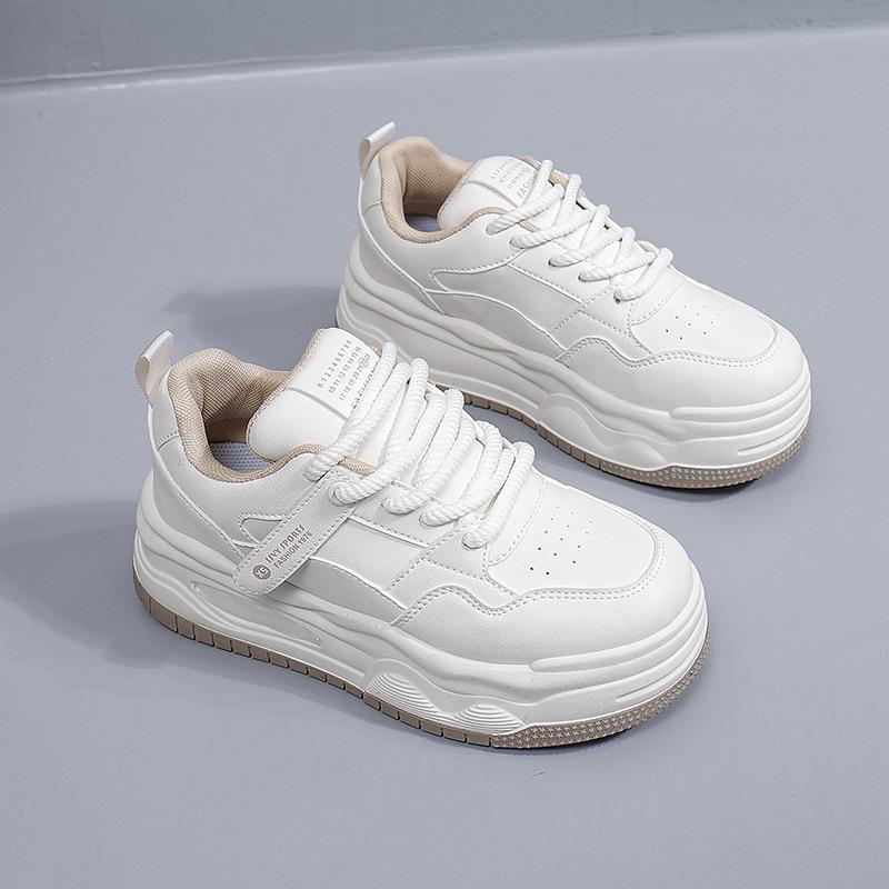 Женские повседневные кроссовки на толстой платформе, дышащие кроссовки из искусственной кожи для ходьбы, удобные кроссовки на шнуровке для бега для женщин, легкие кроссовки для тренировок и тенниса