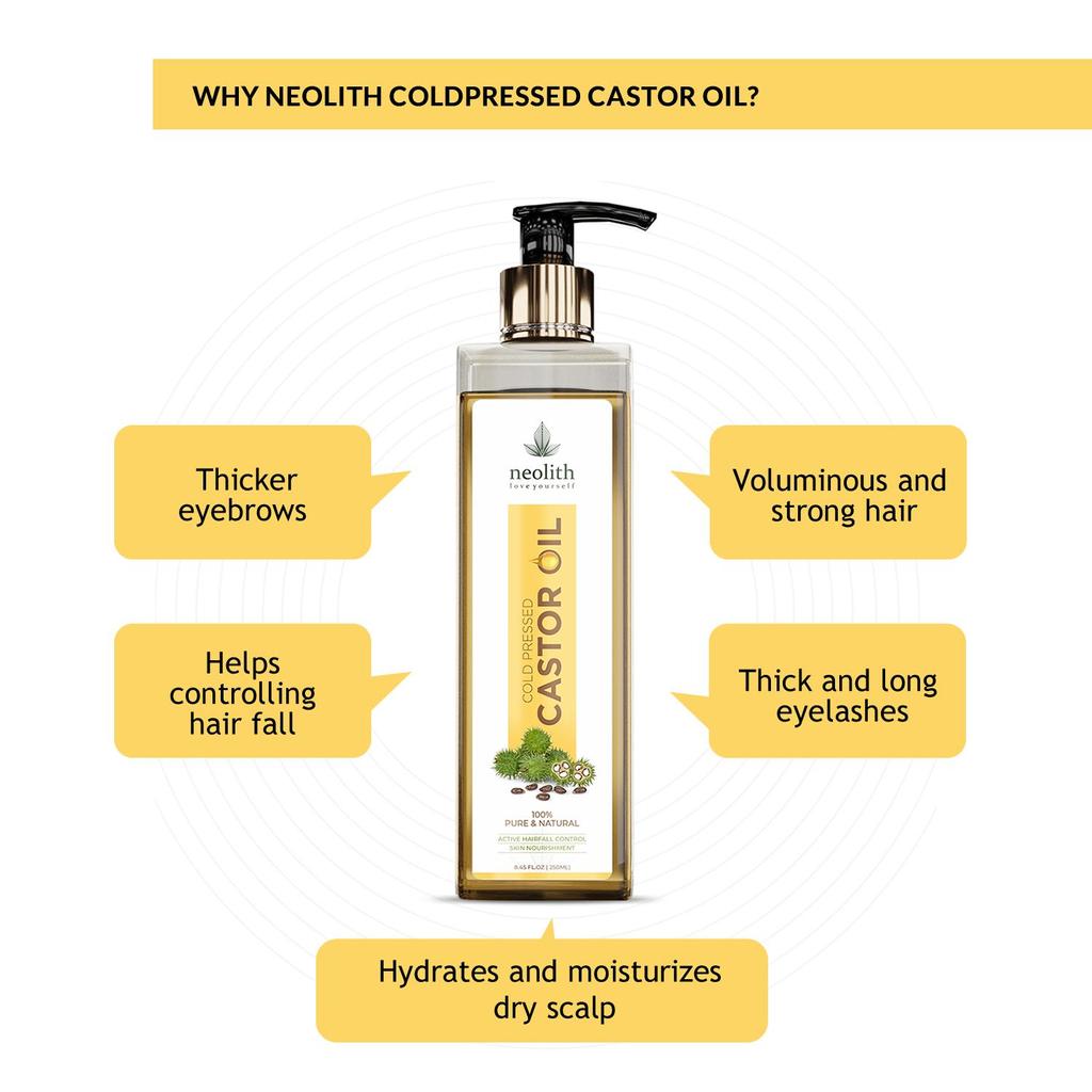 Neolith 100% органическое, чистое касторовое масло холодного отжима первого сорта. (250 мл) Без гексана- для ухода за волосами, ухода за кожей, ресниц, бровей, масла для бороды