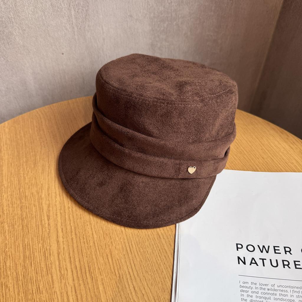 Solid Women Fashion Color Suede Flat Top Hat For Autumn And Wearing Winter