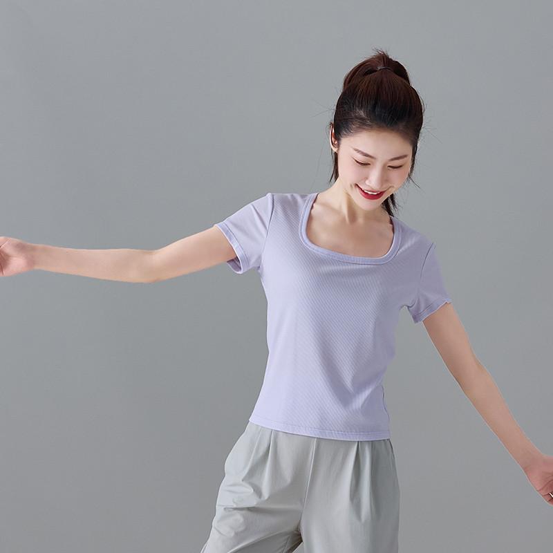 Square Neck Short Casual Sports T-Shirt for Women