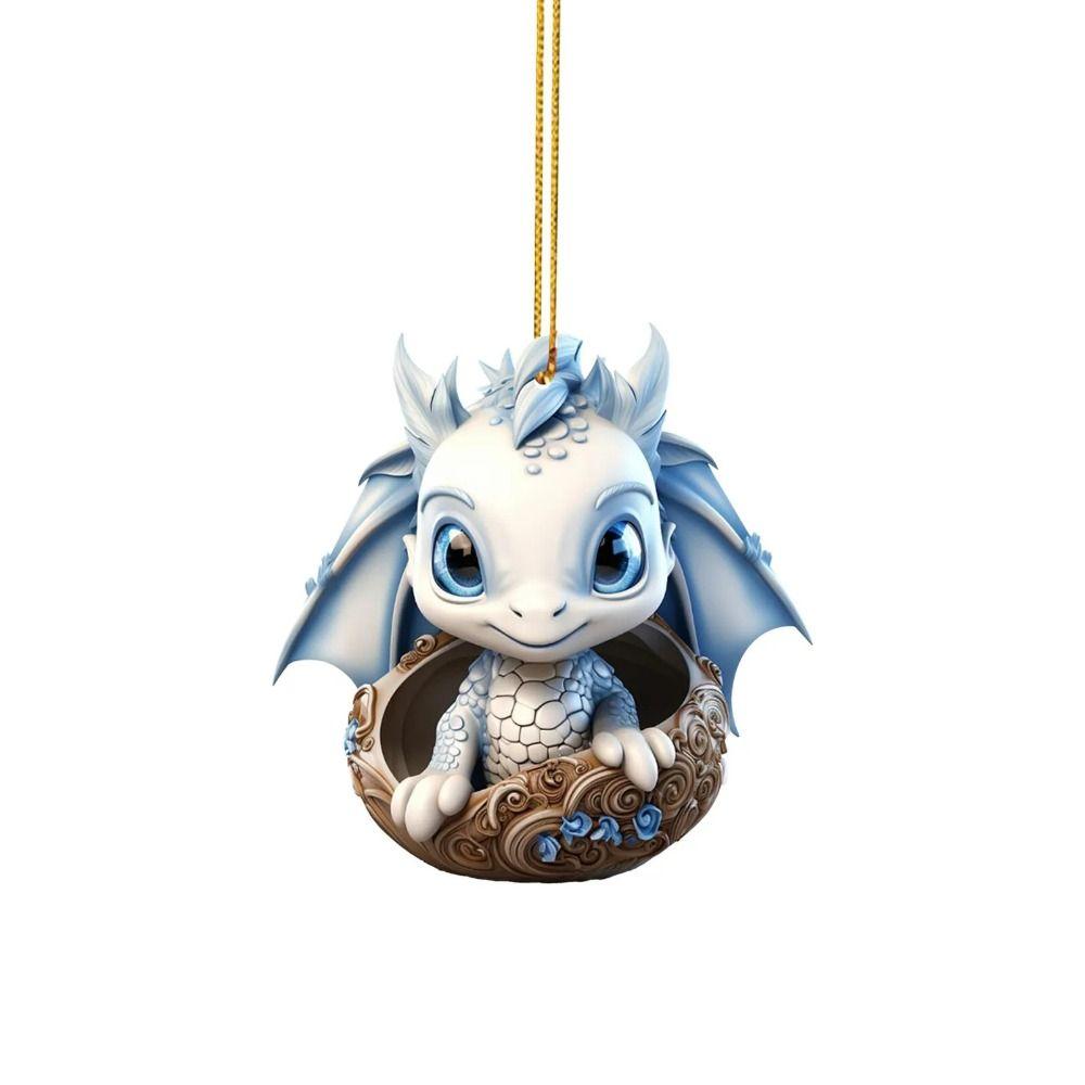 Acrylic Dragon Christmas Tree Ornaments Blue Dragon Egg Car Pendant  Festival