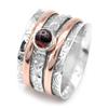 Sterling Silver Copper Ring Round Cabochon Spinner Stone Ring Natural Red Onyx Gemstone 6.5 Gms
