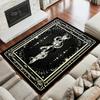 Bohemian Celestial Print Rug, Black & Beige Snake & Star Non-Slip Floor Mat for Living Room Bedroom Witchy Home Decor Carpet