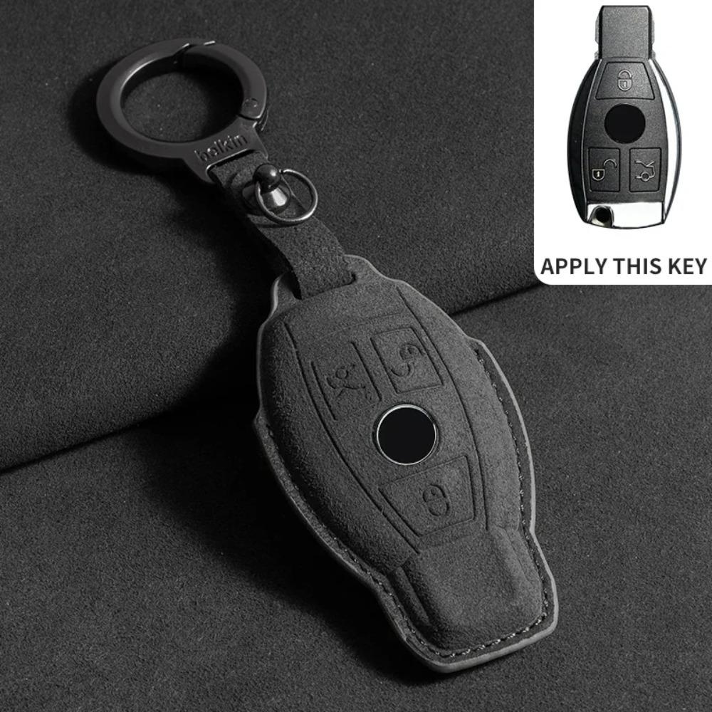 Suede Leather Car Key Case for Mercedes Benz E Class W213 W205 E200 E260 E300 E320 AMG CLA 2019 2020 Remote Fob Shell Case