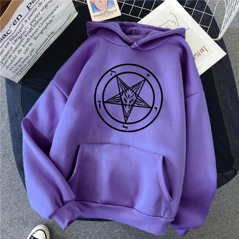 Gothic Mysterious Five-pointed Star Satan Print Hoodie Men's Simple Casual Hoodie Street Loose Sweatshirt Fleece Sportsw Hoodies & Sweatshirts Men’s