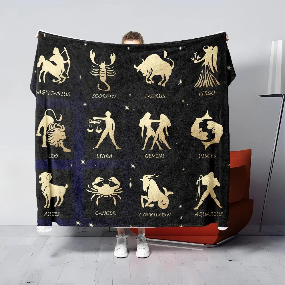 Scorpio Pisces digitalprinted polyester Bedroom velvet flannel soft sofa cover blanket Fleece soft sofa cover blankets