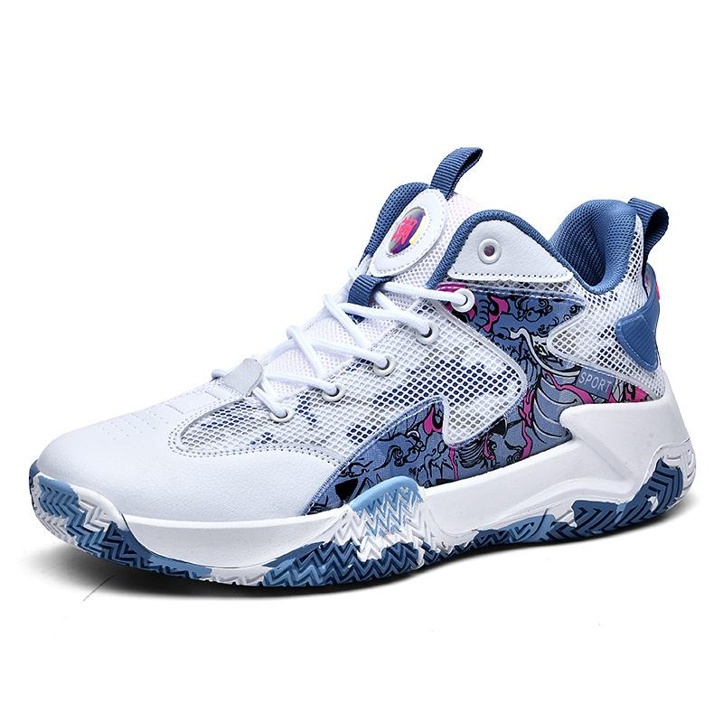 Basketball shoes Student flow casual shoes High-top color matching thick-soled men's actual sports shoes