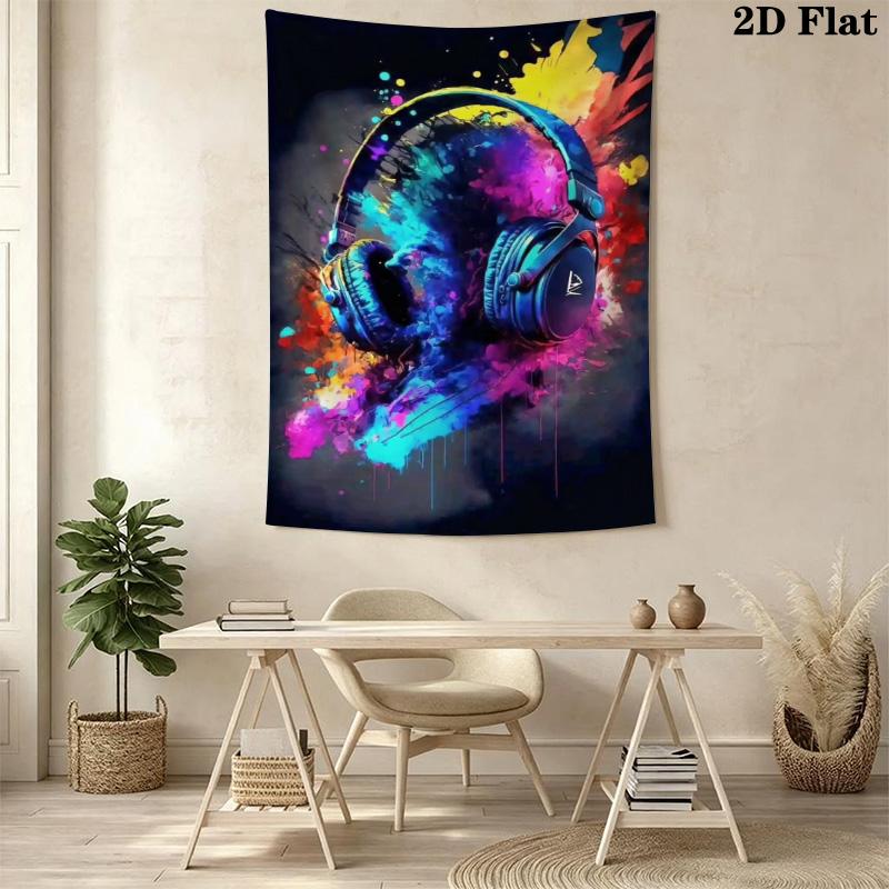 Pigment Art Headphones Pattern Home Decor Tapestry, Wall Hanging, Decorative RV Wall Cloth.MGT0918192