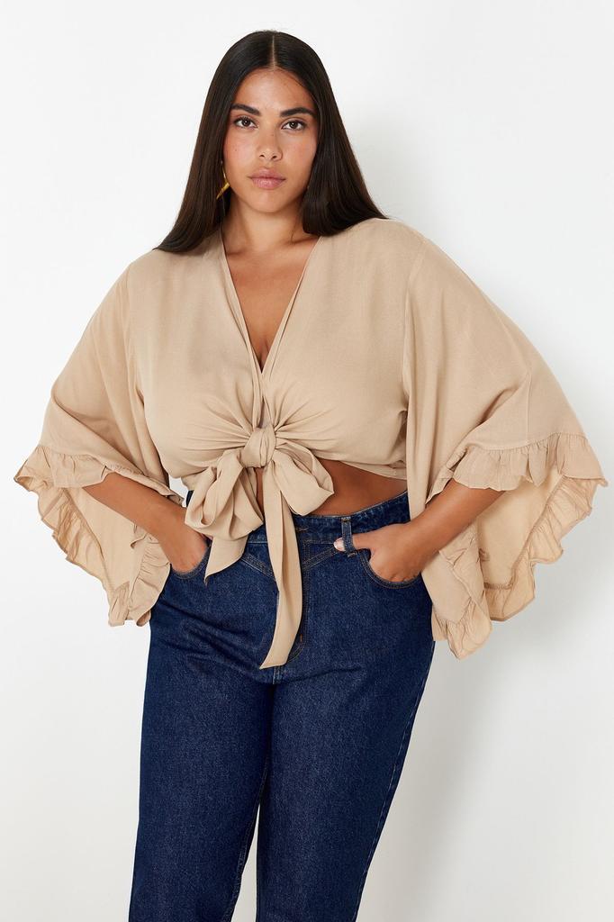 Women's Style Plus Size Blouse Mink Crinkle Beachwear Plus Size Blouse
