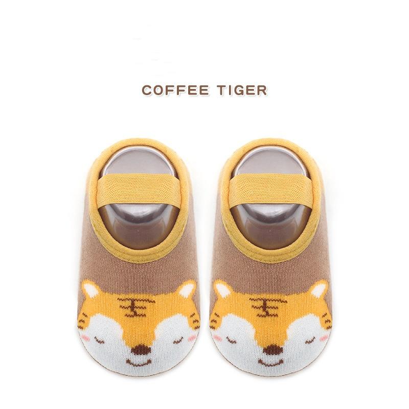 Милые детские носки для первых прогулок с изображением животных из мультфильмов, нескользящие носки для малышей, мальчиков и девочек, весенне-осенние домашние носки с ремешком