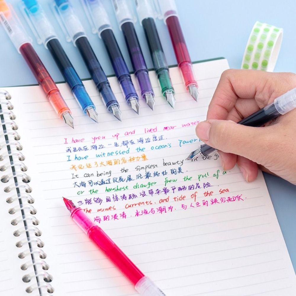 Large Capacity Fountain Pen Quick-Drying Straight Liquid Pen Fashion Writing Ink Pens Student