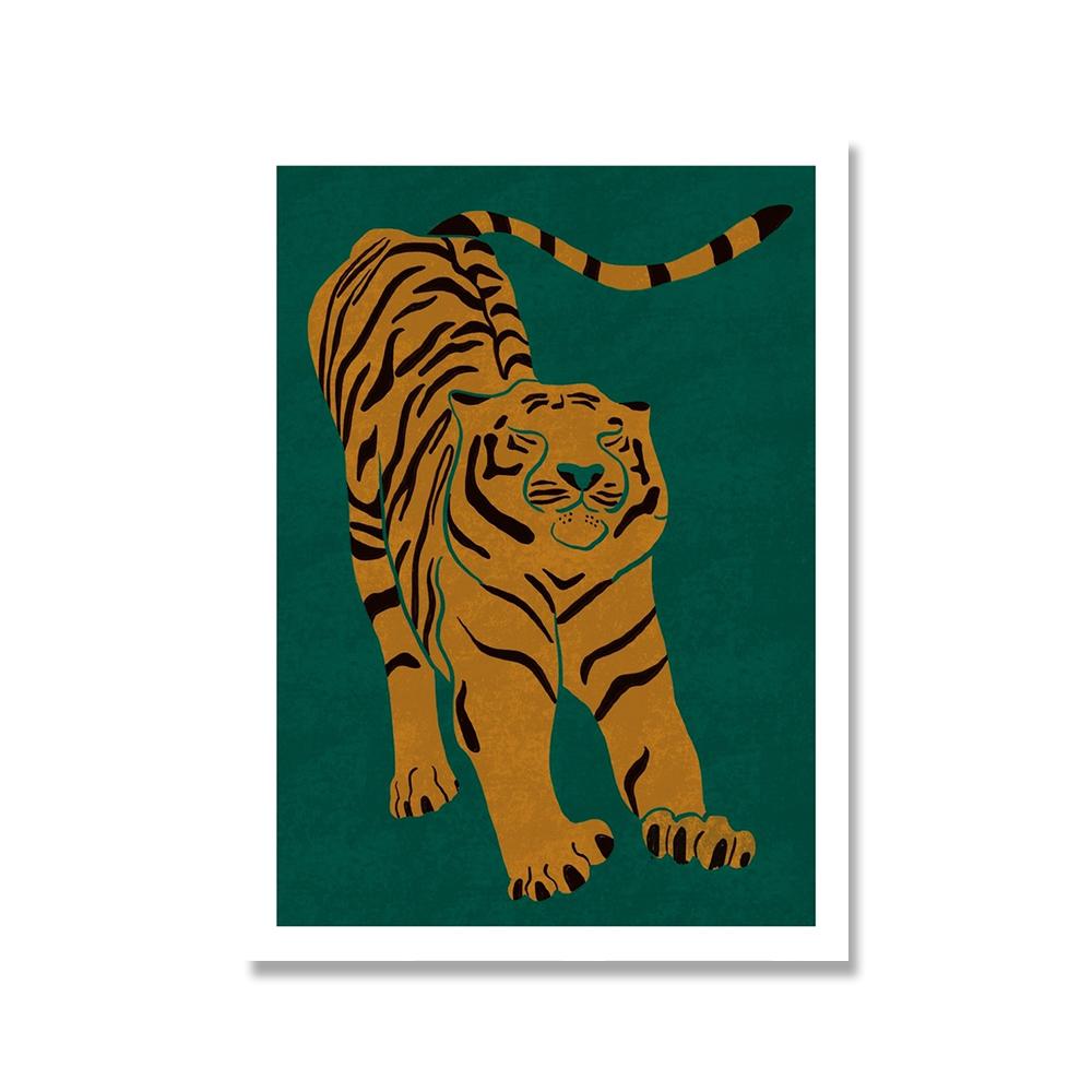 Nordic Abstract Animal Poster Красный Розовый Зеленый Тигр Не Теряет Сон Картина На Холсте Настенная Живопись Печать Картины Спальня Домашний Декор