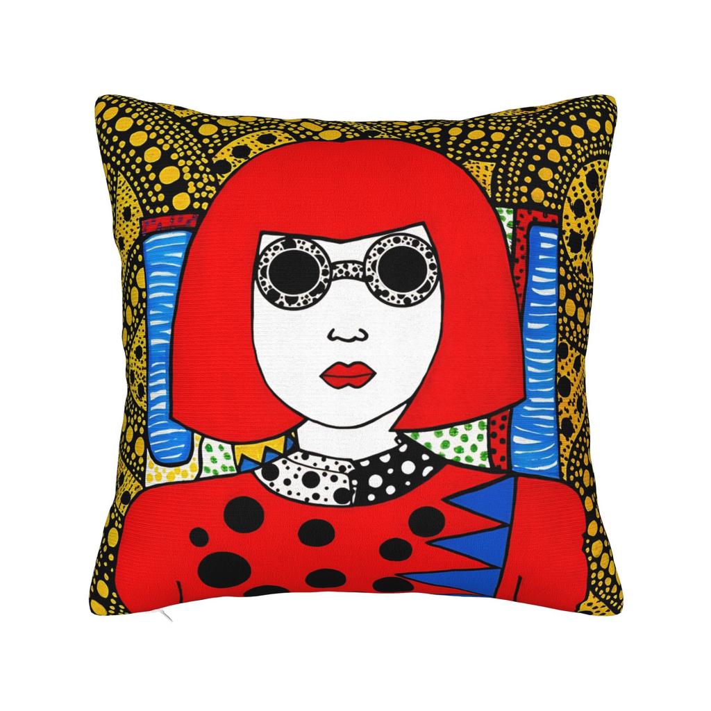 Yayoi Kusama Abstract Face Pillow Case Japanese Artist Custom Pillow Cover For Chair Sofa Home Decor Kawaii Cushion Cover