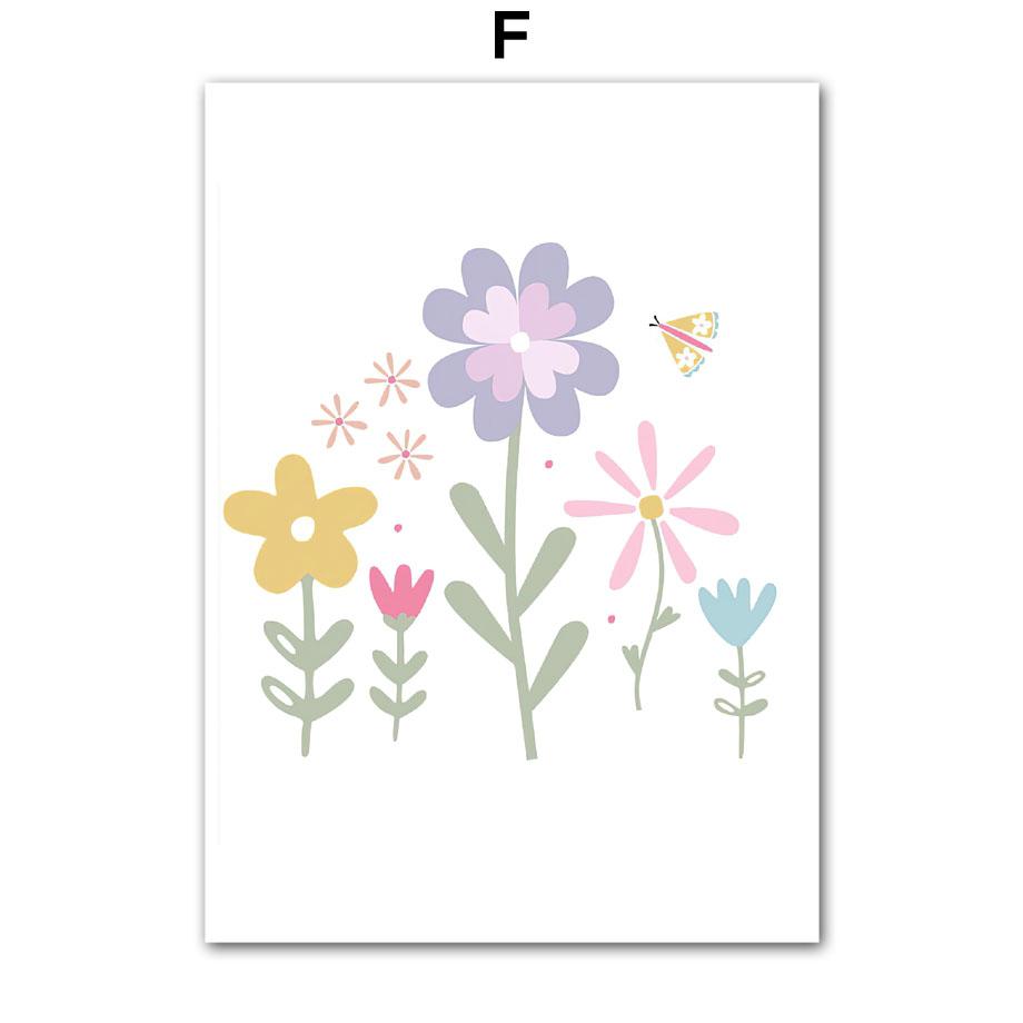 Pink Unicorn Rabbit Rainbow Cloud Flower Nursery Wall Art Canvas Painting Posters And Prints Wall Pictures Baby Kids Room Decor