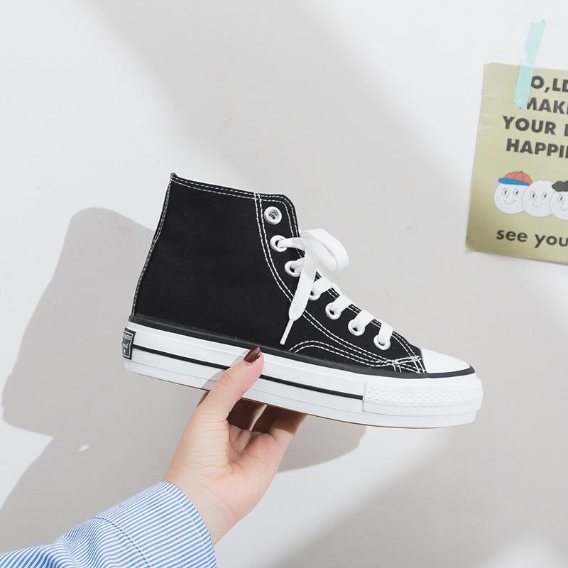 Весенние женские туфли Fubu 2024 из парусины на высокой платформе в стиле Гонконга 1970-х годов, тренд, визуально увеличивающий рост.