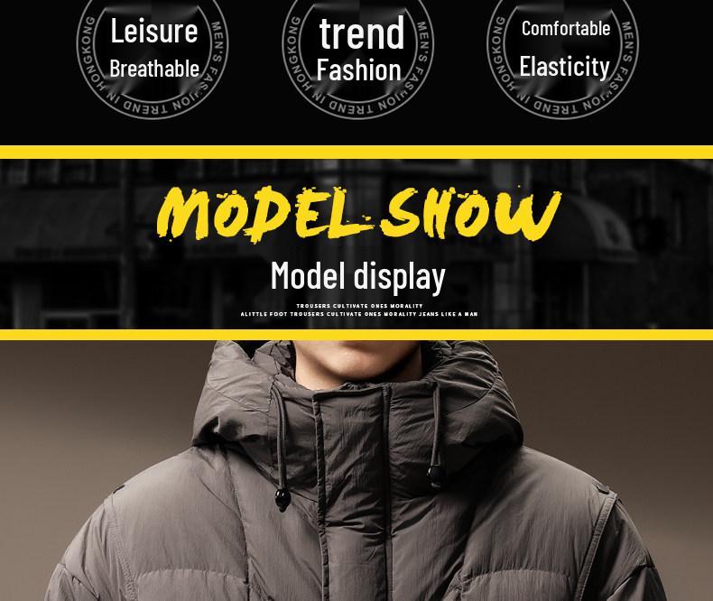 Мужская высококачественная легкая пуховая куртка-пуховик с капюшоном, 90% белый утиный пух - Зимнее тепло и защита от холода