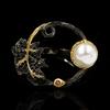 Tamsui Zhen Plant Pearl Pastoral Style Pendant Long Draped Black Gold Two-Color Ring Women