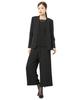 Black Formal Collarless Jacket and Wide Pants Suit Pleated Blouse Wide Available In Plus Size 4L Women's Mourning/Formal Wear, Washable,