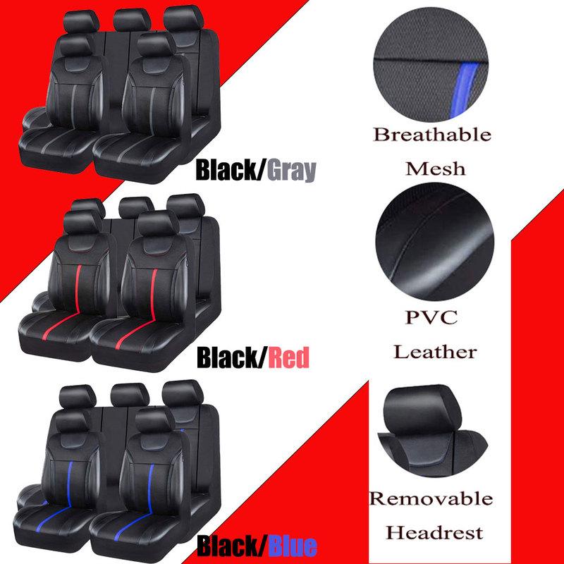 Universal PU Leather Car Seat Covers With Breathable Airmesh Car Seat Covers Fit Most Car Suv Truck Van Car Accessories Interior