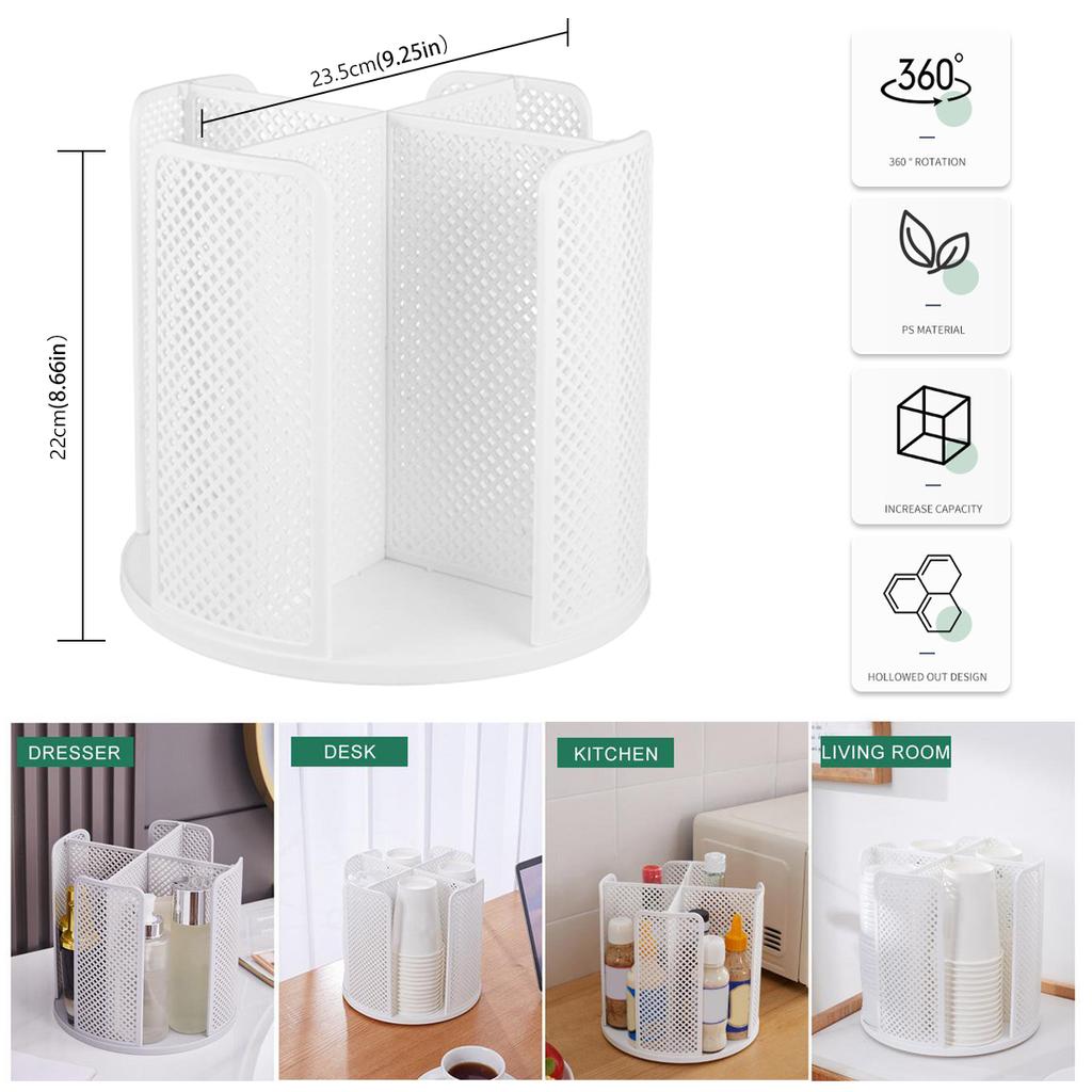 Вращающийся пластиковый органайзер для хранения стаканов 360° Диспенсер 4 отделения Держатель для стаканов и крышек Съемный настольный диспенсер для кофейных стаканов