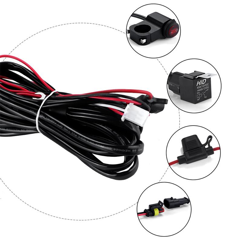 12V Universal Foglight Wiring Harness with Inline Fuse Car 2pin 3pins LED Fog Lamp Head Light Wire Cable 1.6m 2.2m for Truck Van