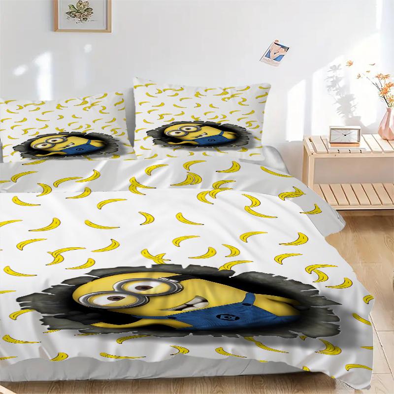 3Pcs Banana Minion Adventure Bedding Sets For All Sizes New 3D Printed Bed Cover Comforter Duvet Cover Pillowcase Bedroom Decoration