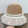 Trendy Sun-protective Woman's Fisherman Cap Breathable Elegant Straw Hat Lace trim Versatile Beach Cap for Outdoors
