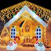 Inflatable Toys Christmas Decorations 2.7M/8.8FT House Archway Built-in LED Lights Inflated Model Ornament Xmas Party Decor Prop