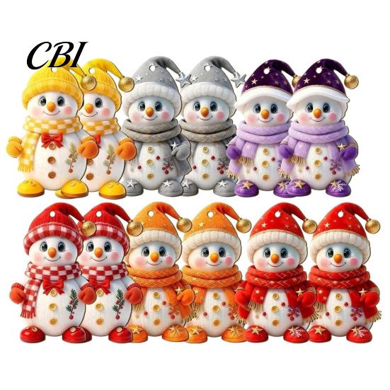 Christmas Home Indoor Decorations Snowman Wooden Ornaments, 2D Flat Vintage Xmas Tree Hanging Party Ornaments for Decoration, Cute Winter Ornament