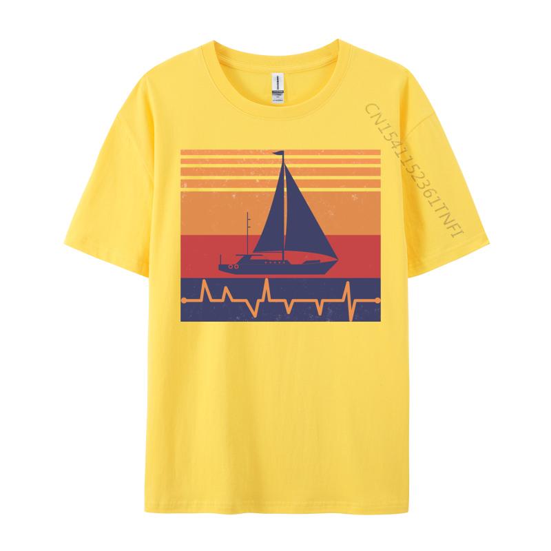 Sail Boat Heartbeat Tshirts Sailing Boating Sailing Boat TShirt Latest Tops Shirt Europe Size Tops Shirt