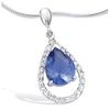 [J3522] - Silver Pendant 'Celestina' Blue Tanzanite Silver (rhodium Plated) - 25x13 Mm