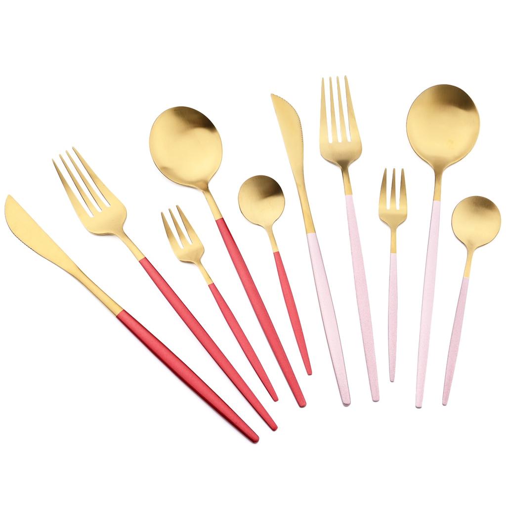 36 шт. Золотая посуда из нержавеющей стали, посуда, набор столовых приборов в западном стиле, ножи, вилка для торта, чайная ложка, столовые приборы, кухонное серебро
