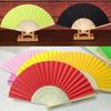 Wedding Party Solid Color Gifts Bamboo Dance Fan Folding Paper Fan Hand Held Fan Photo Prop Tool