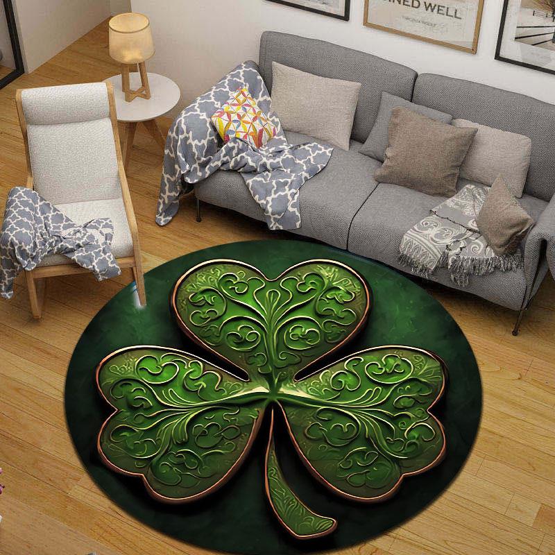 Handmade Style Round Moon Multicolor Rug Mat, Non-Slip Floor Mat for Entryway