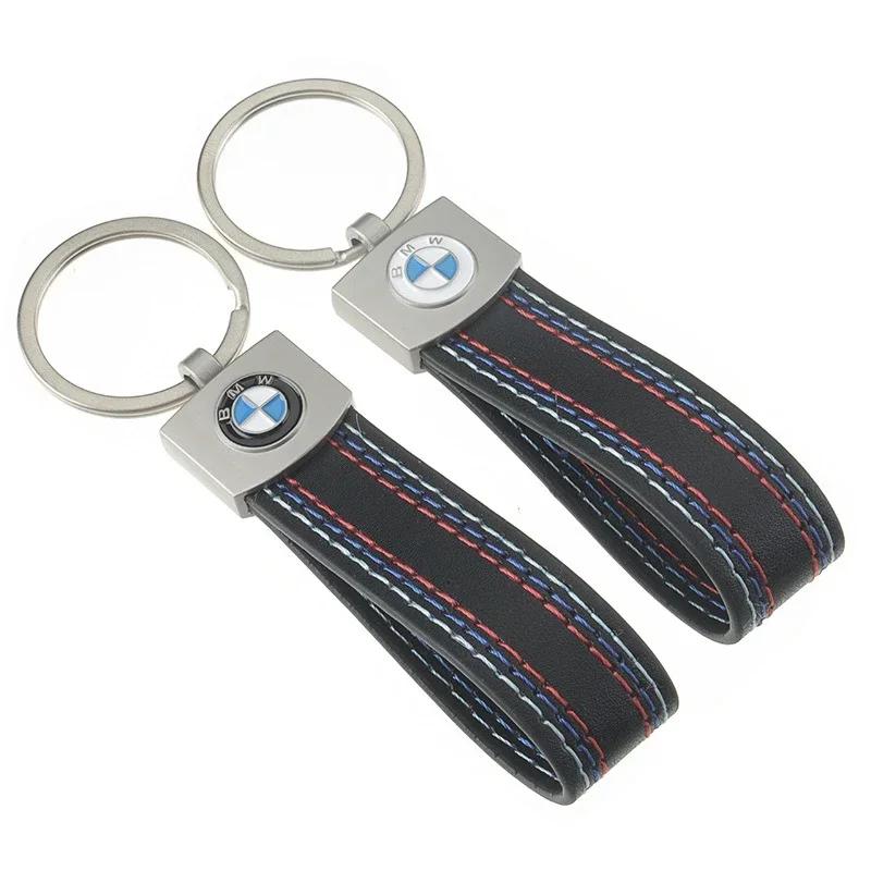 BAGD7 Car Sticker Hot For BMW For BMW 1 2 3 4 5 6 7 Series E30 E38 E39 E46 E60 X6 E70 F30 F32 Car Leather Keychain Key Ring Decorative
