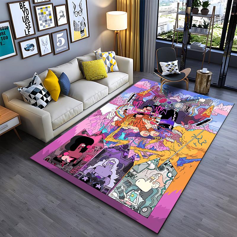 Colorful Cartoon Art Carpet with Abstract Characters and Fantasy Scene Suitable for use as an anti-slip for living room bedroom sofas
