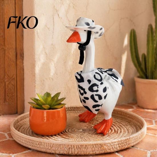 Leopard Print Duck Outfit 7 Inch Desk Goose Clothing Accessories Set, Cowboy Hat Bow Scarf Sunglasses Pet Ornament Costume Dress Outfit, Cute