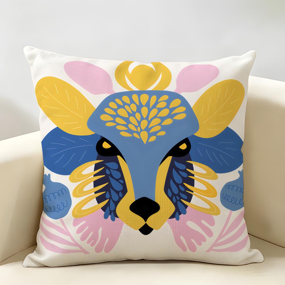 Abstract Floral Animal Fashion Cushion Cover Natural Linen Organic Fabric DoubleSided Printing Room Sofa Decor Pillow Case