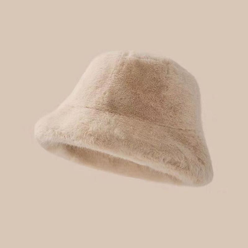 Зимняя ветрозащитная теплая женская модная однотонная плюшевая шапка-ведро пушистая рыбацкая шапка-ушанка панама