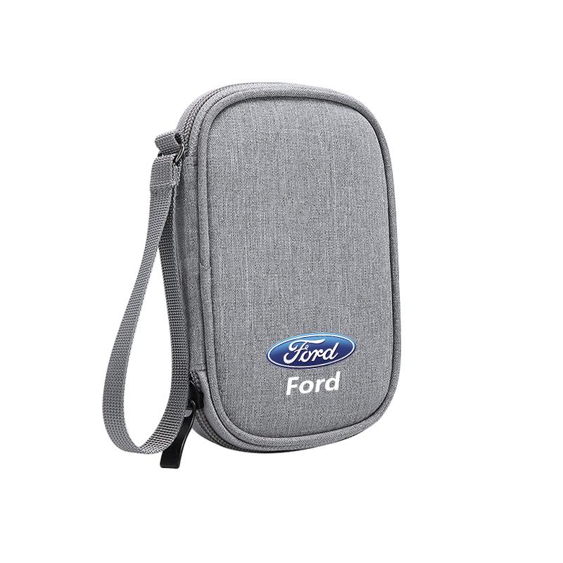 Portable Car Travel Storage Bag Keys Earphone Card Pouch Auto Interiors For Ford ST Line Focus Mustang Fiesta Puma Ranger Kuga