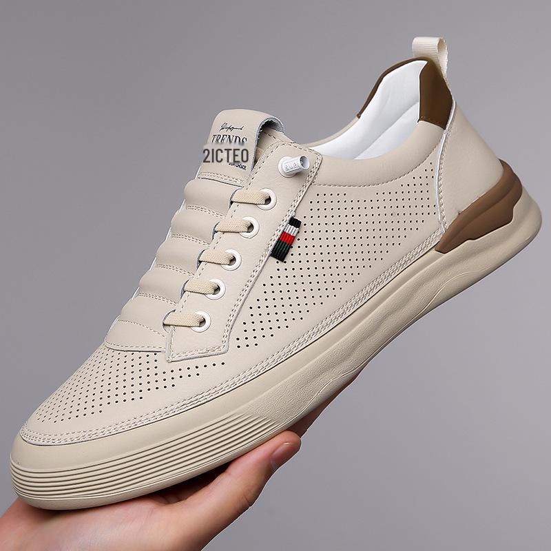 Мужские повседневные кроссовки из белой кожи с мягкой подошвой, весна-лето 2024 г.