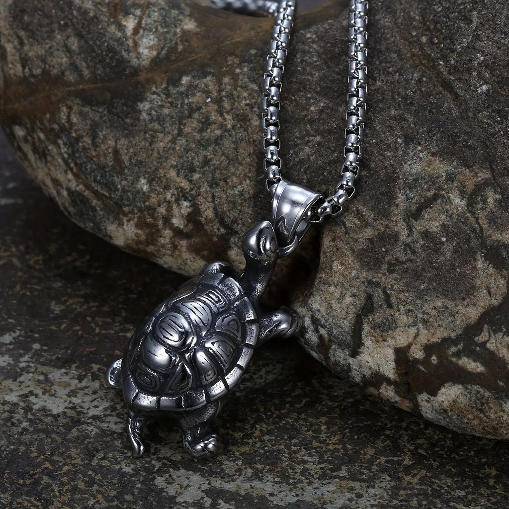 Винтажный персонализированный стиль мотоцикла мужская маленькая черепаха кулон ожерелье шея аксессуары