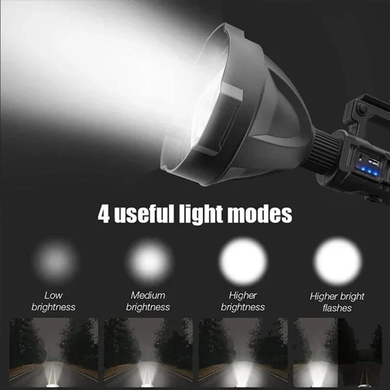 Torches LED Super Bright Rechargeable, Long Range Searchlight, Suitable for Outdoor Emergency, Camping, Fishing, Hunting