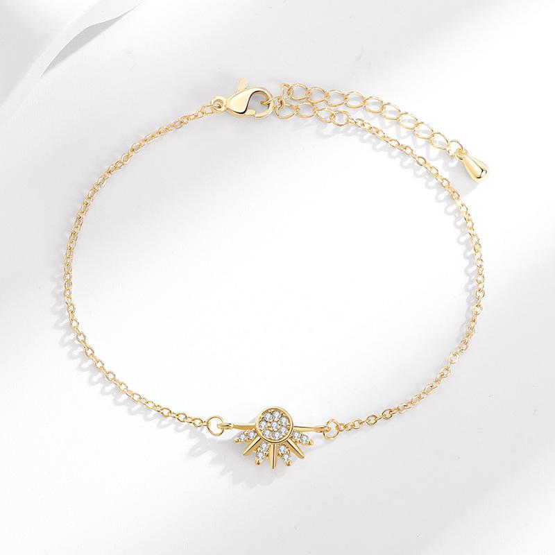 2Pcs Shiny Cubic Zircon Sun & Moon Bracelet Set For Women Adjustable Couple Bracelets Party Wedding Jewelry Gift