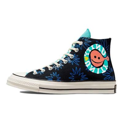 Кроссовки унисекс Chuck 70 High Sunny с цветочным принтом, черные, бирюзовые, Game-Royal 172824C