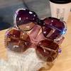 Women Vintage Rhinestone Big Frame Fashion Glasses Sunglasses - Oversized Frame Perfect For HikingPartyShoppingVacation