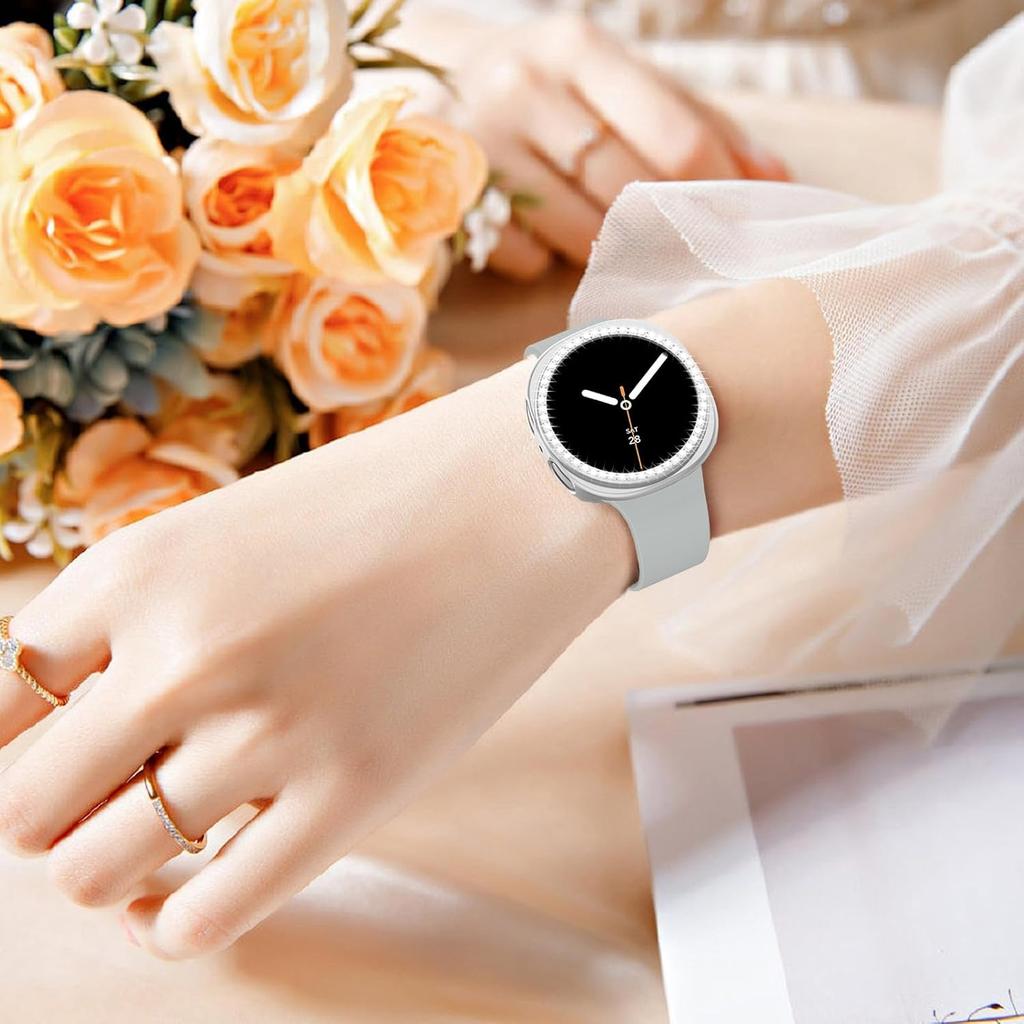 Блестящий полый чехол для Samsung Galaxy Watch 8 44 мм Алмазный жесткий ПК-чехол для Galaxy Watch 8 40 мм Полый защитный чехол Аксессуары