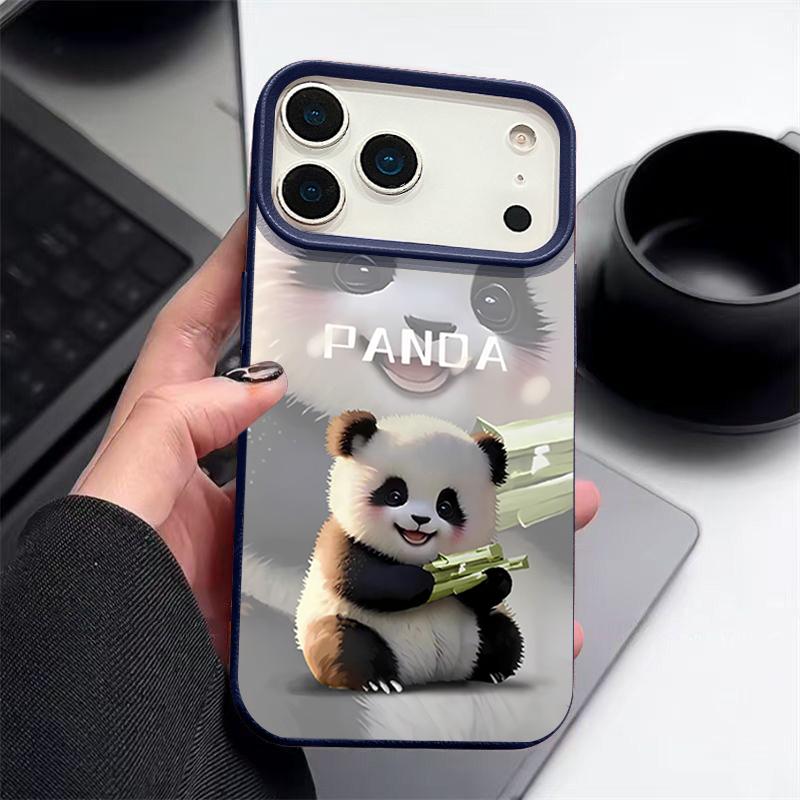 Чехол для iPhone 17 Pro Max Милый рисунок детского панды Текстура кожи Мягкая силиконовая крышка для Funda iPhone 16 Pro Max 15 14 13 12 11 Air 16E
