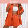 Shortsleeve Solid Shorts Color Womens And Shirt Set Casual Loose Fit Twopiece Suit