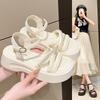 French Fairy Style Platform Sandals Female Summer Fashion with Skirt 2025 New Popular Versatile Flat-soled Roman Shoes